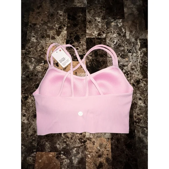 LULULEMON LIKE A CLOUD LONGLINE BRA B/C RIBBED PINK COLOR SIZE 4 NWT
